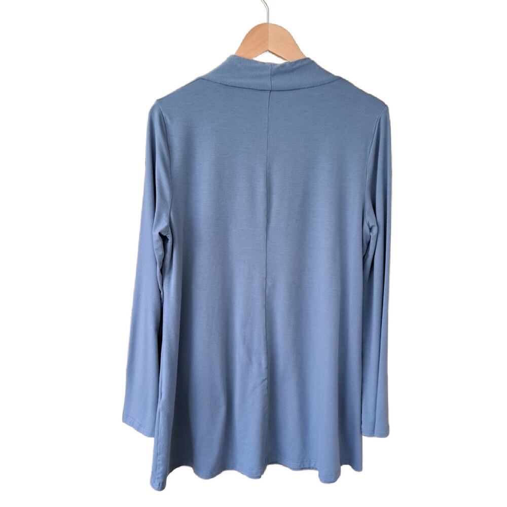 EILEEN FISHER Slate Blue V-neck Tunic Top Size Small Long Sleeve Tencel - Picture 7 of 8